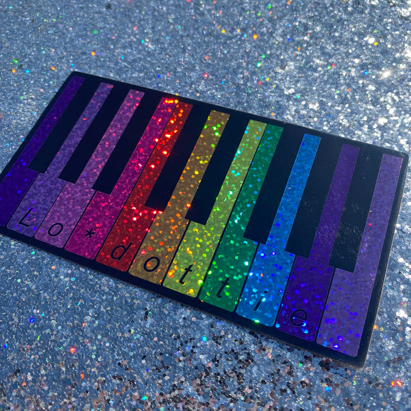 glitter rainbow piano 5.7" sticker