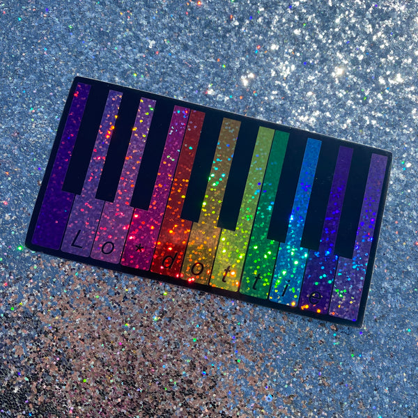 glitter rainbow piano 5.7" sticker