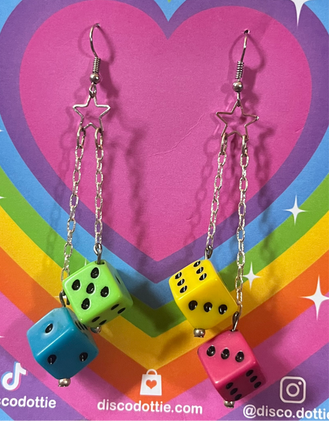 rainbow dice earrings 🌈 🎲