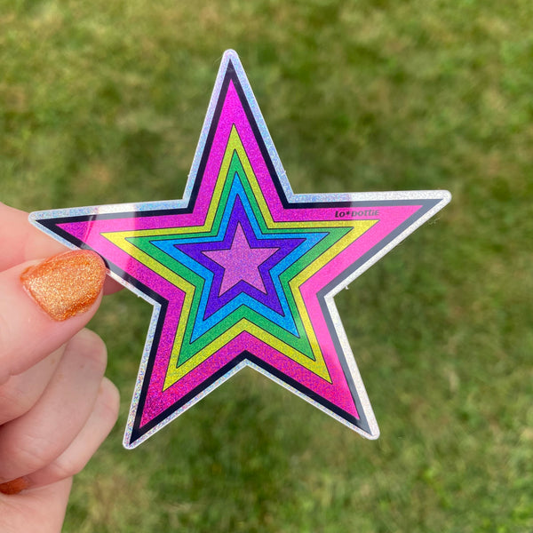 pixie dust rainbow star 3” sticker
