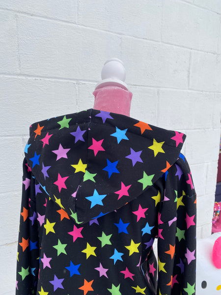 all-over print starry zip-up jacket