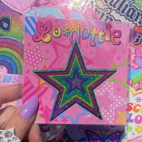 pixie dust rainbow star 3” sticker