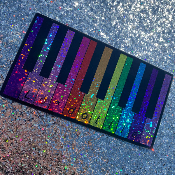 glitter rainbow piano 5.7" sticker