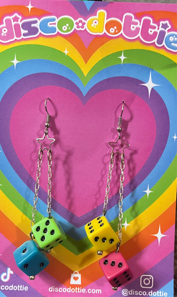 rainbow dice earrings 🌈 🎲