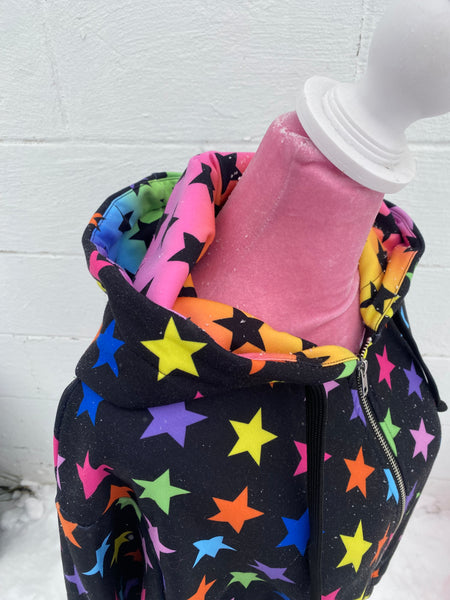 all-over print starry zip-up jacket