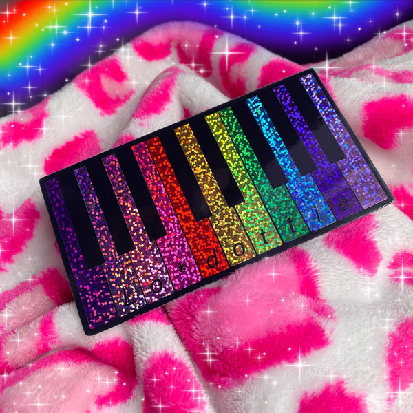 glitter rainbow piano 5.7" sticker