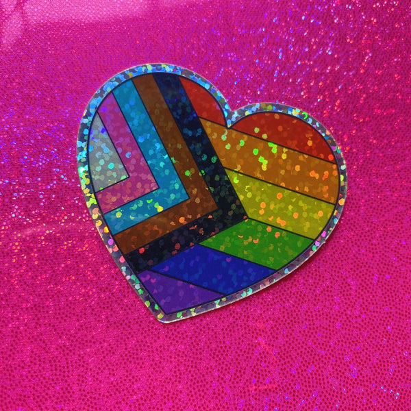 pride progress glitter mini heart sticker