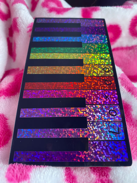 glitter rainbow piano 5.7" sticker