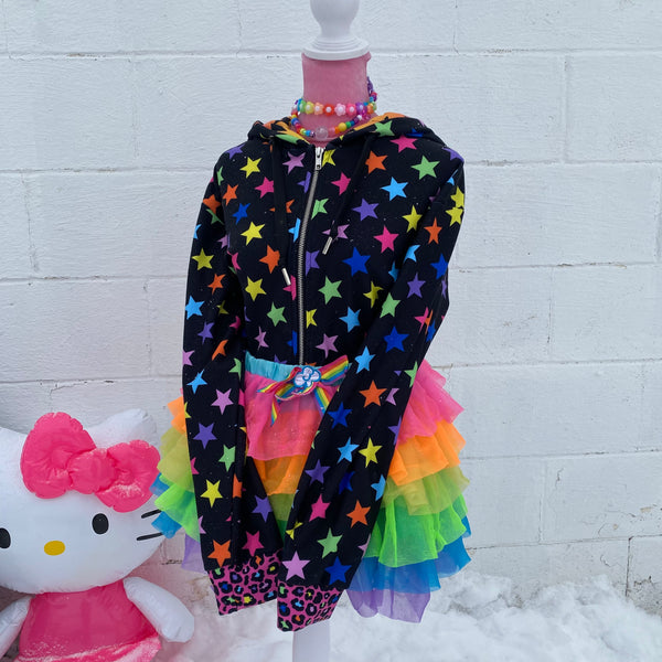 all-over print starry zip-up jacket