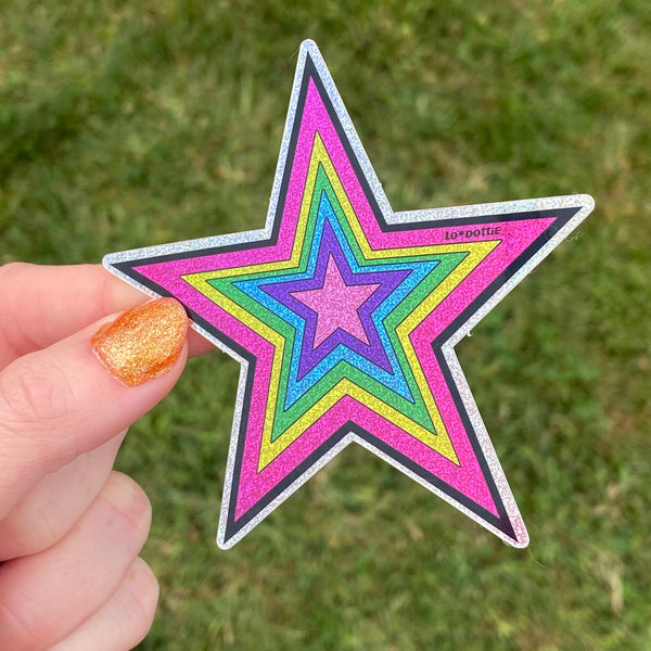 pixie dust rainbow star 3” sticker