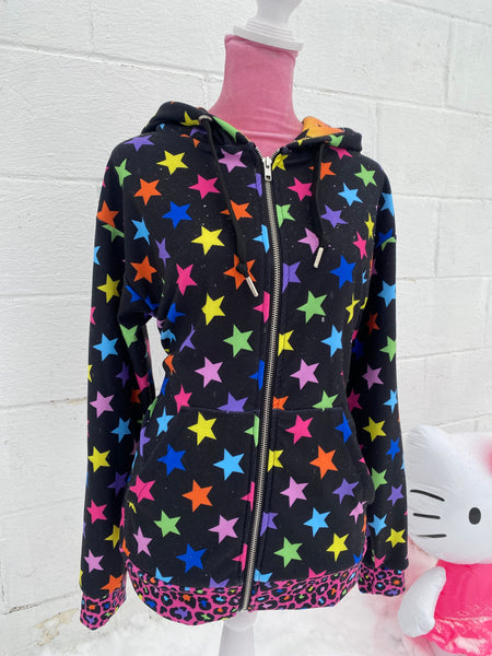 all-over print starry zip-up jacket