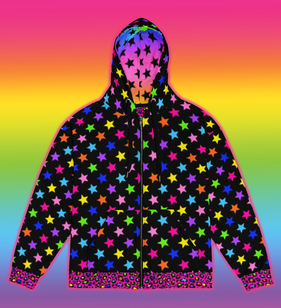 all-over print starry zip-up jacket