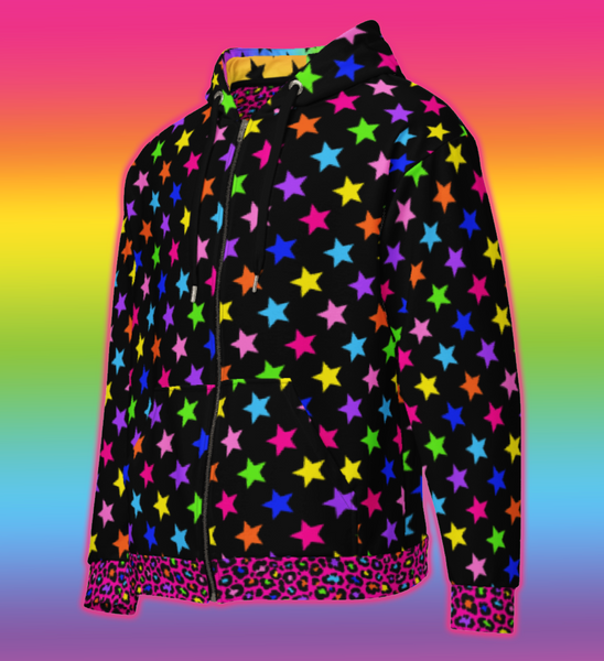 all-over print starry zip-up jacket