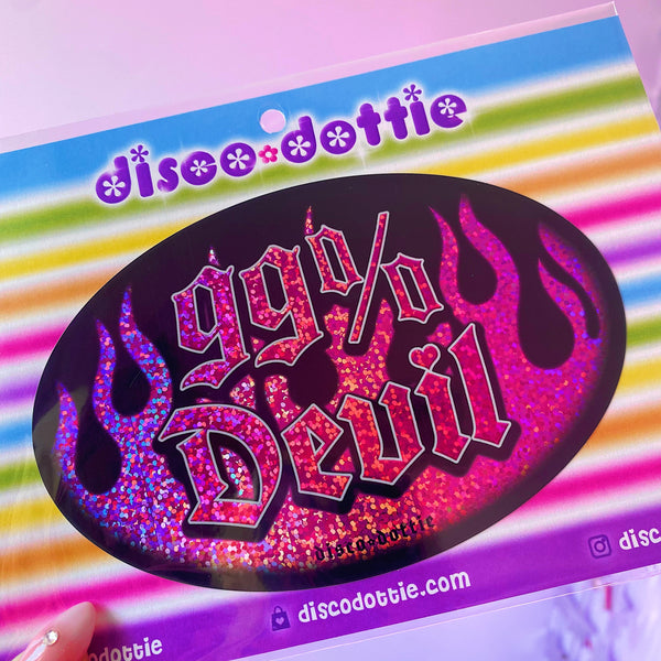 99% devil glittery sticker