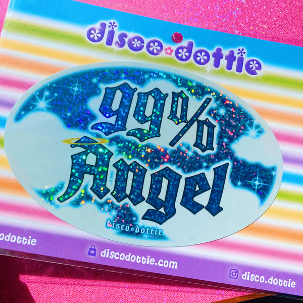 99% angel glitter sticker