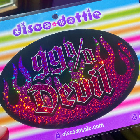 99% devil glittery sticker